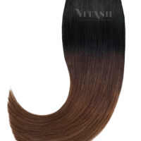 20 Remy Tape In Extensions Haarverlaengerung | Farbe Ombre Schwarz Schokobraun 50cm