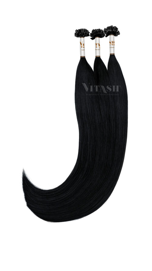 Vitash 25 Keratin Bonding straehnen | Haarverlaengerung | Extensions | Farbe #1 Schwarz | 65cm