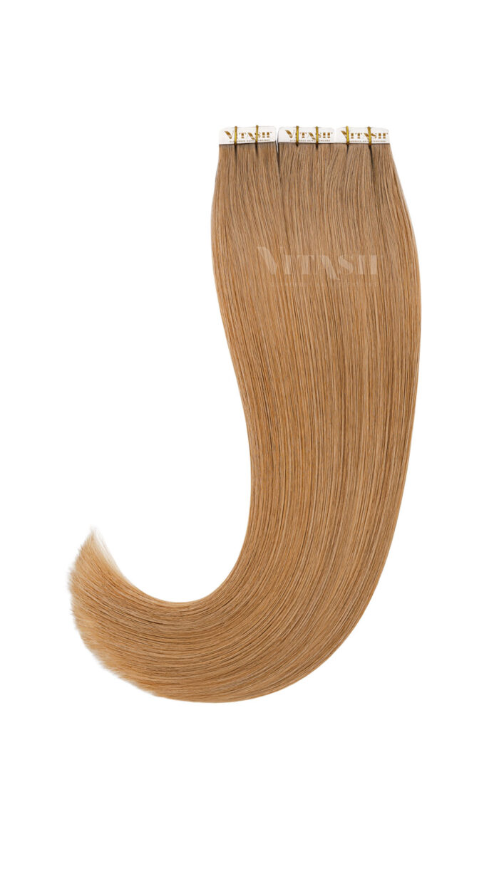 20 Remy Tape In Extensions Haarverlaengerung Farbe Dunkelgoldblond 50cm