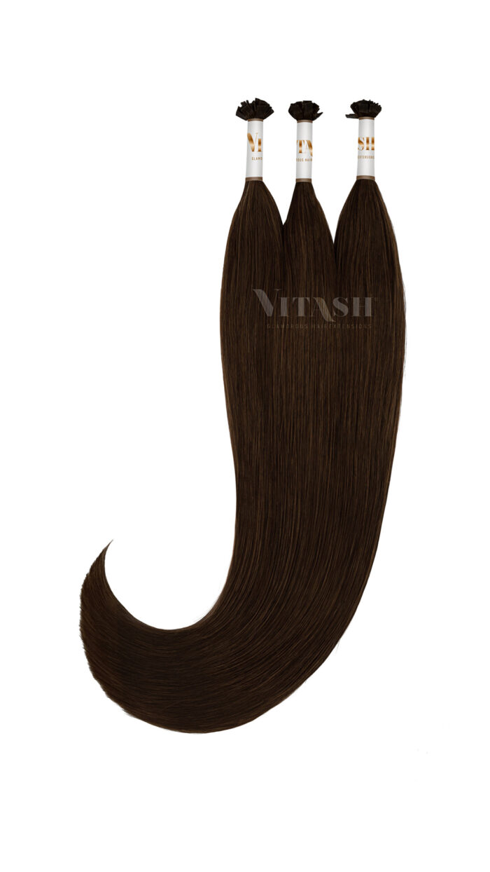 Vitash 25 Keratin Bonding straehnen | Haarverlaengerung | Extensions | Farbe #1b Schwarzbraun | 65cm