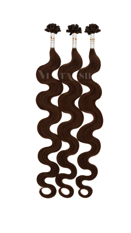 25 REMY Keratin Bonding Extensions Haarverlaengerung Leicht gewellt Farbe Dunkelbraun | Vitash
