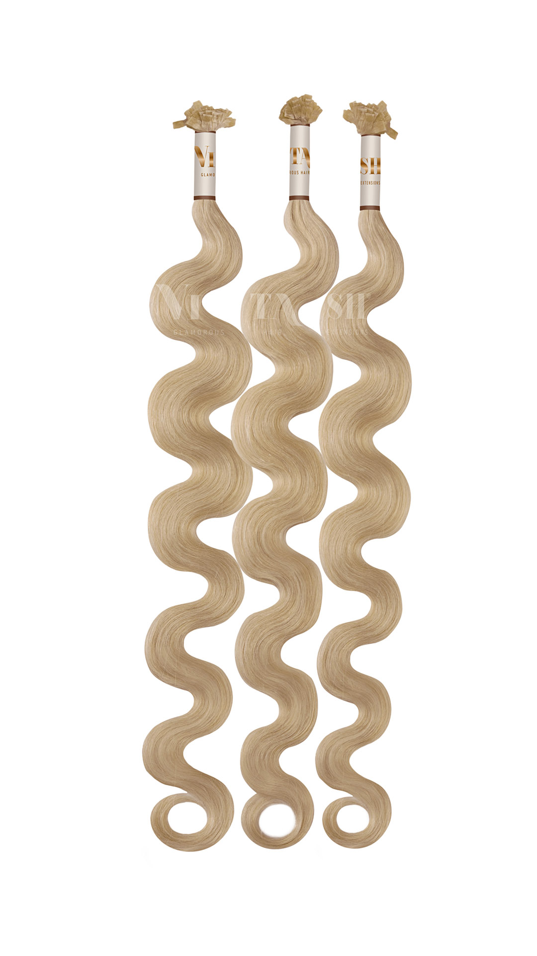 25 REMY Keratin Bonding Extensions Haarverlaengerung Leicht gewellt Farbe Hellaschblond | Vitash