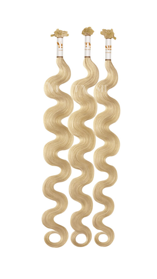 25 REMY Keratin Bonding Extensions Haarverlaengerung Leicht gewellt Farber Honigaschblond | Vitash