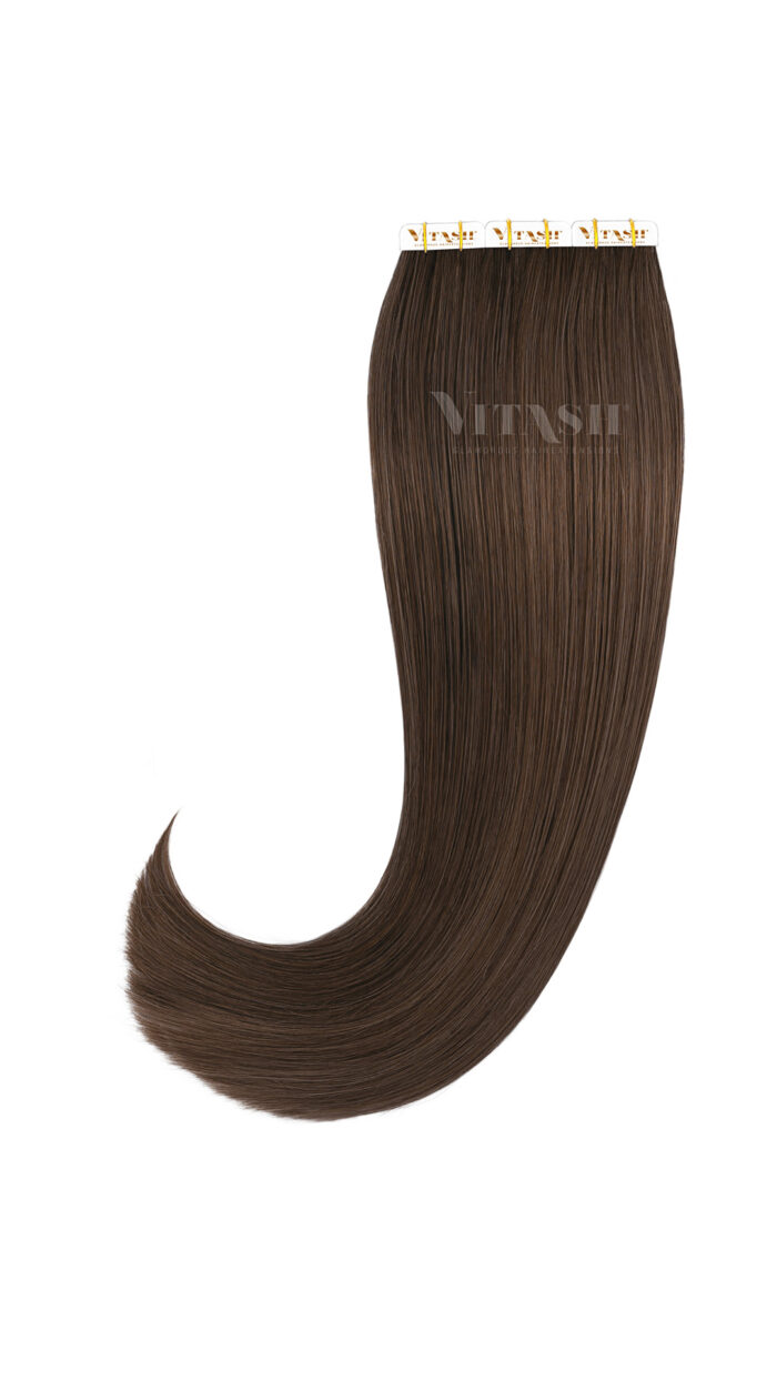 20 Remy Tape In Extensions Haarverlaengerung Echthaar Farbe Schokobraun 50cm