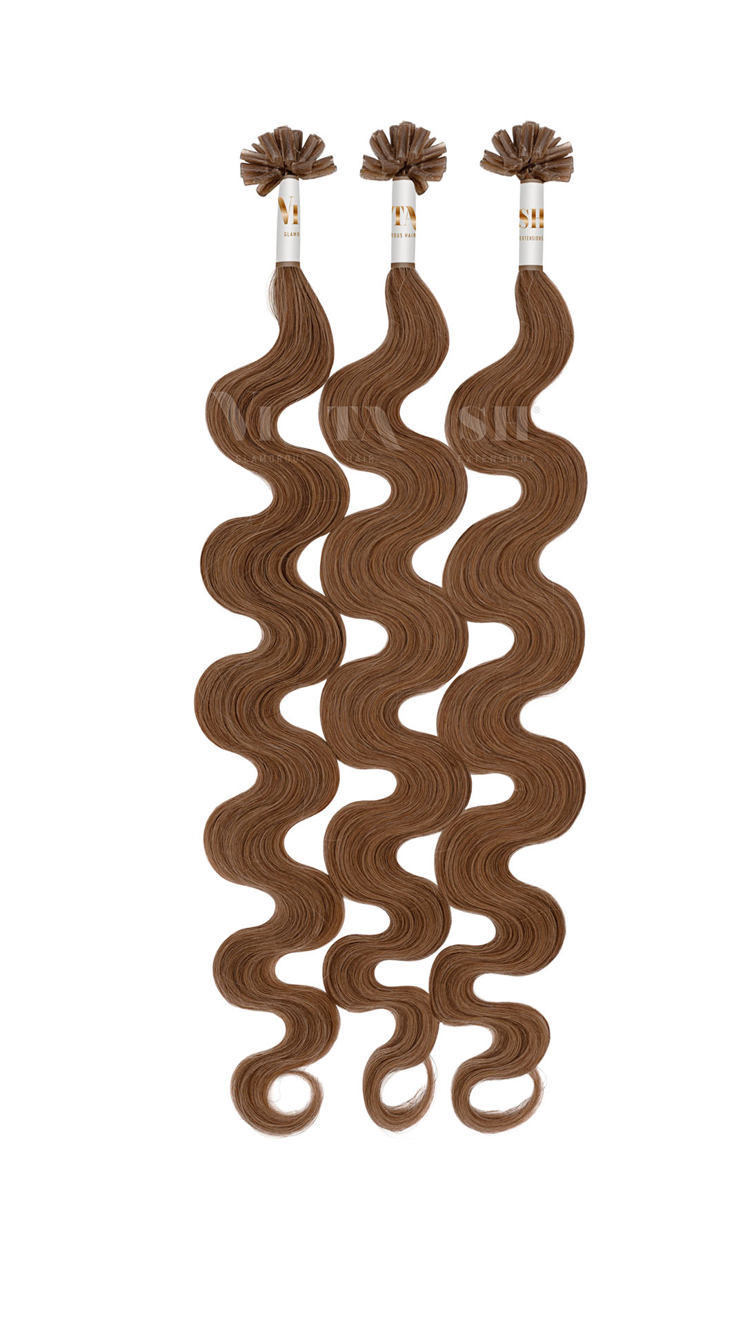 25 REMY Keratin Bonding Extensions Haarverlaengerung Leicht gewellt Farbe Karamellbraun | Vitash