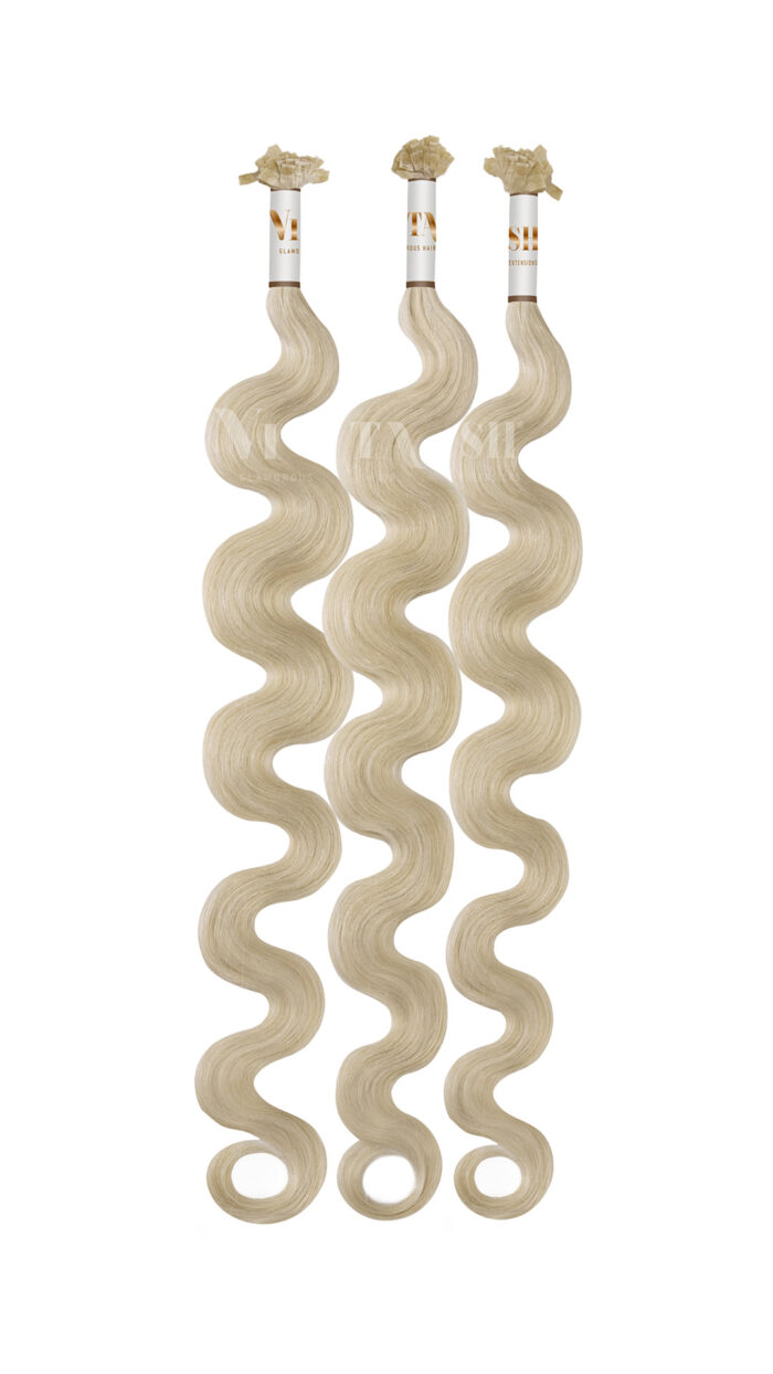 25 REMY Keratin Bonding Extensions Haarverlaengerung Leicht gewellt Farbe Platinblond | Vitash