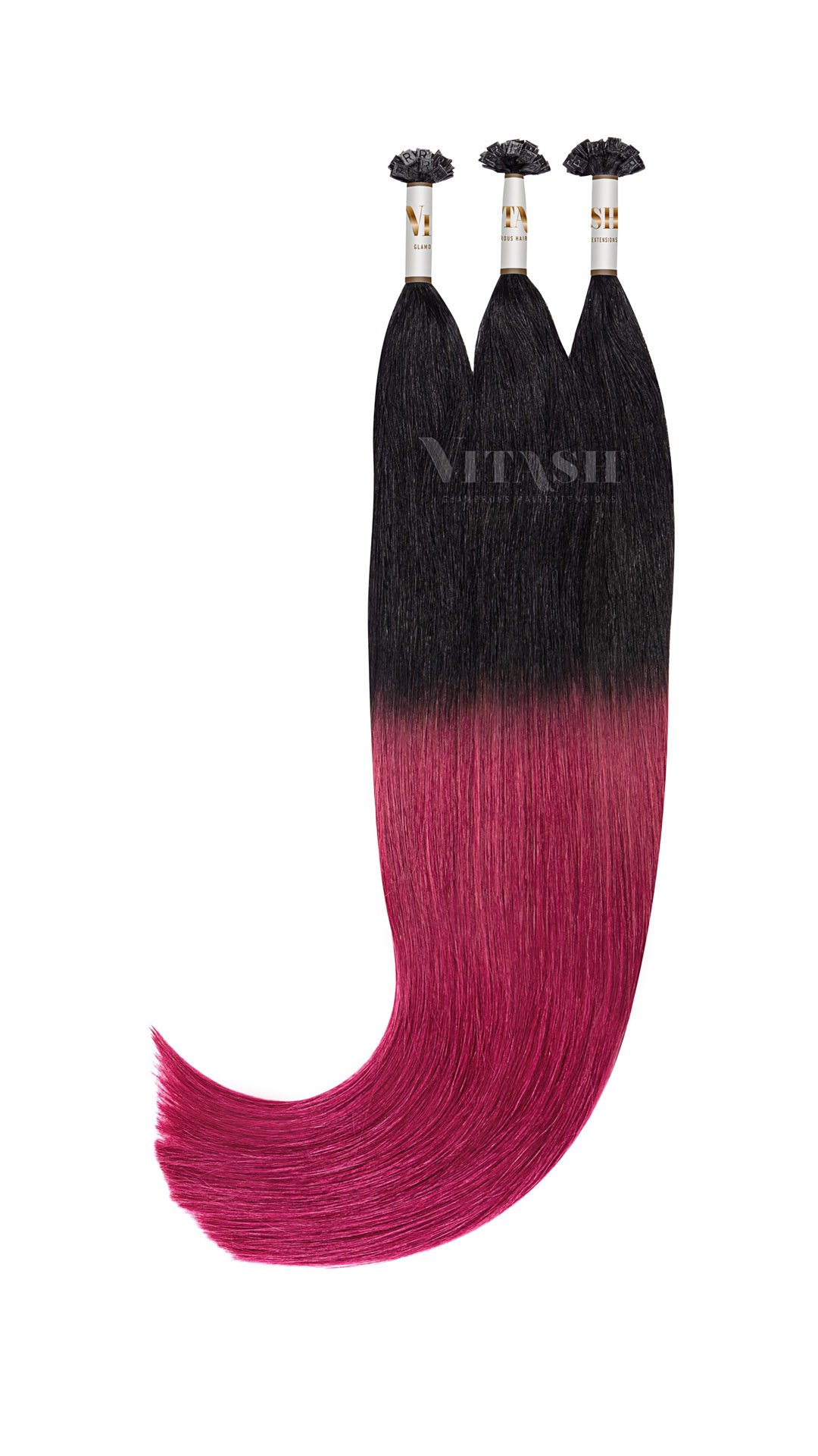 Vitash 25 Keratin Bonding strähnen | Haarverlaengerung | Extensions | Farbe #Ombre Schwarz-Burgundy | 55cm