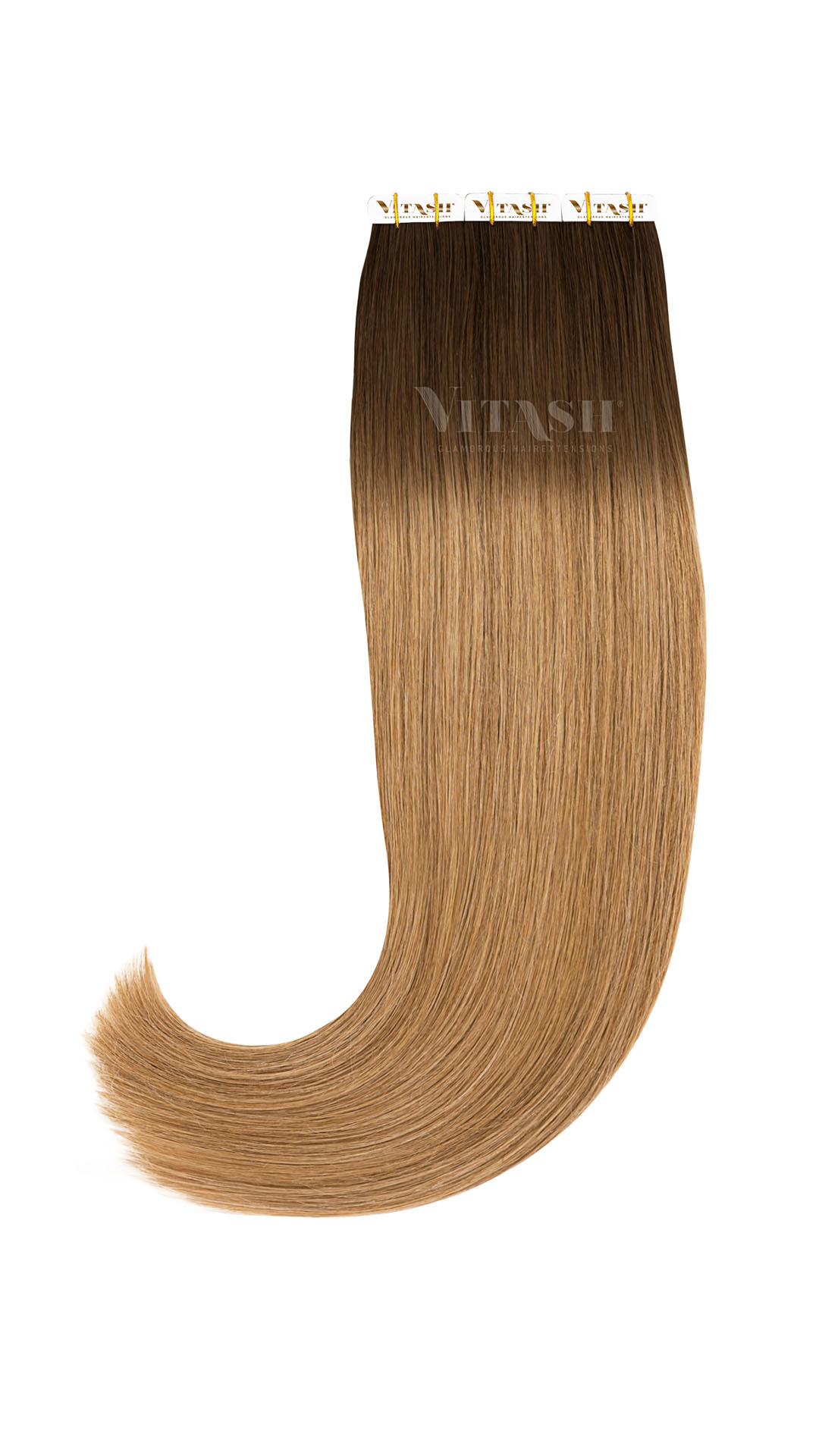 Vitash 20 Remy Tape In Extensions Haarverlaengerung Farbe Ombre #2/12 Dunkelbraun-Dunkelgoldblond 50cm