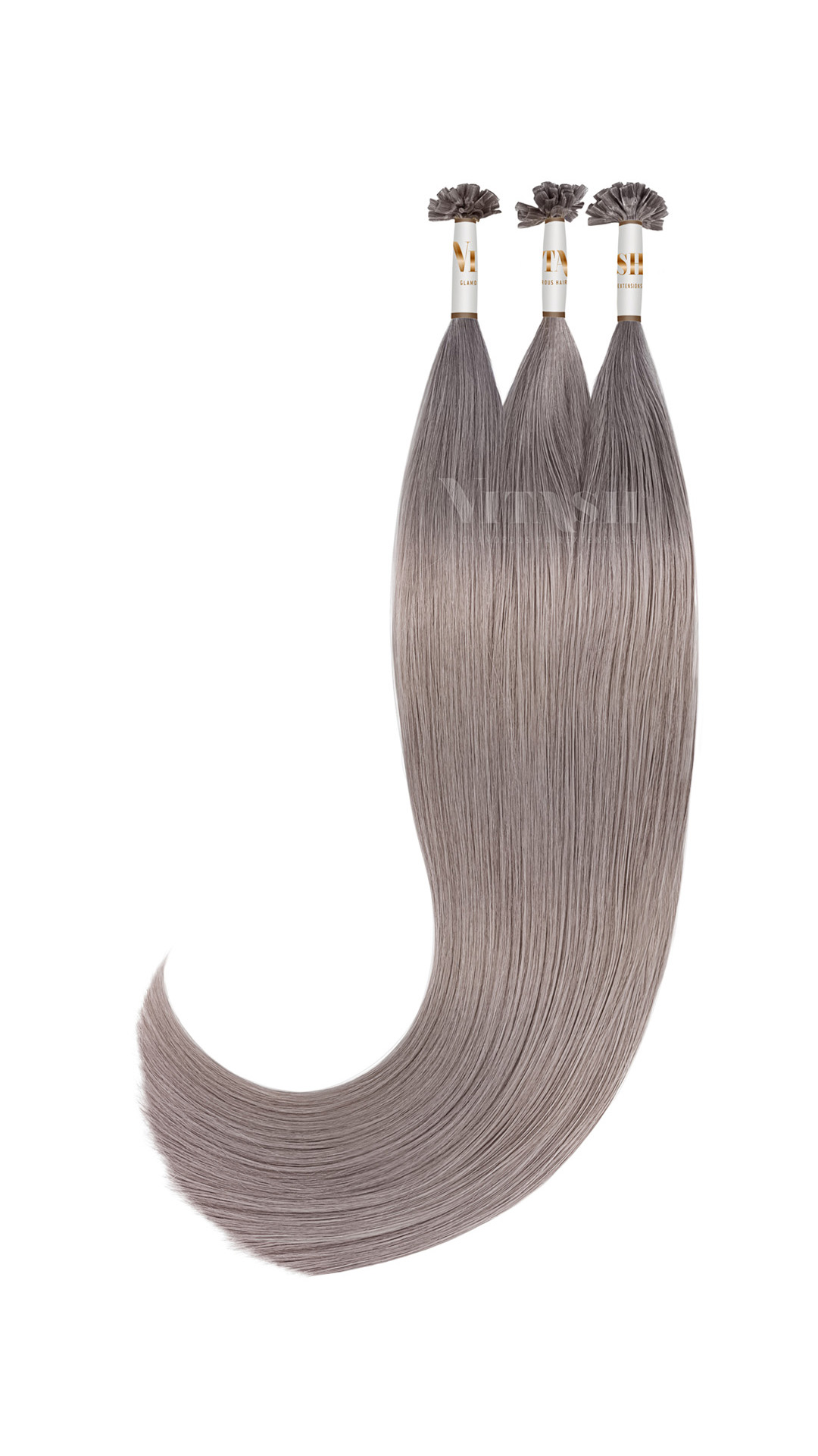 Vitash 25 Keratin Bonding straehnen | Haarverlaengerung | Extensions | Farbe # Silber Grau| 55cm