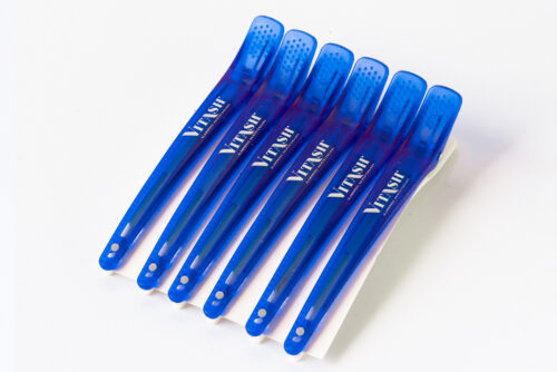 Vitash Haarklammer | Haarschneideklammer | Extensions Abteilklammer | Hairclip | mit Silikonschutz | Blau