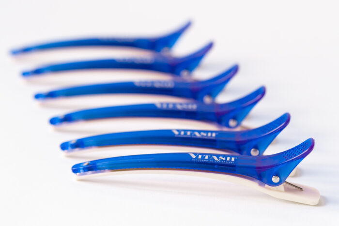 Vitash Haarklammer | Haarschneideklammer | Extensions Abteilklammer | Hairclip | mit Silikonschutz | Blau