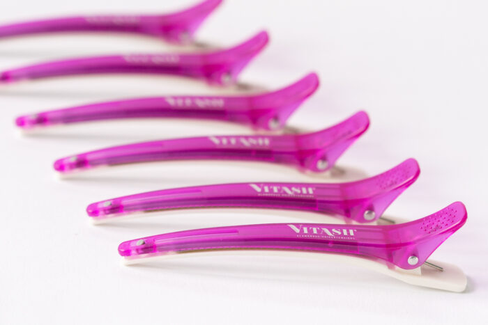 Vitash Haarklammer | Haarschneideklammer | Extensions Abteilklammer | Hairclip | mit Silikonschutz | Pink