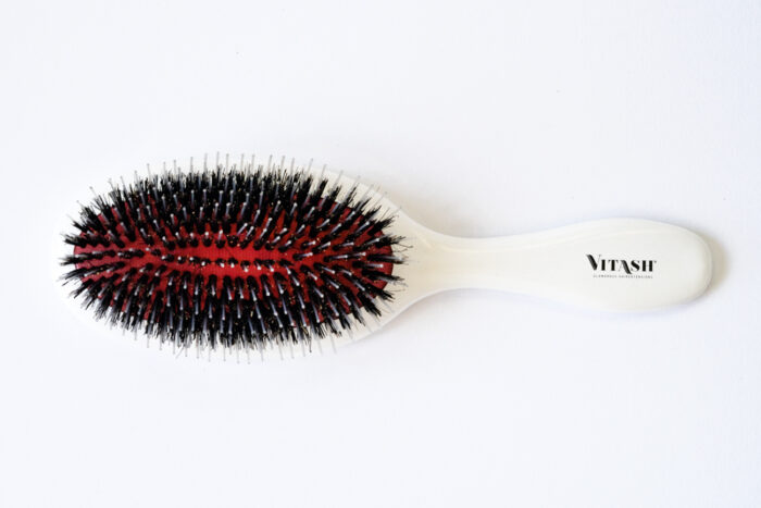 Vitash | Haarbürste | Bürste | Extensions Haarbürste | Langhaarbürste | Hairbrush | Pneumatikbürste | Wildschweinebürste gefertigt aus Kunststoff | Farbe Weiß