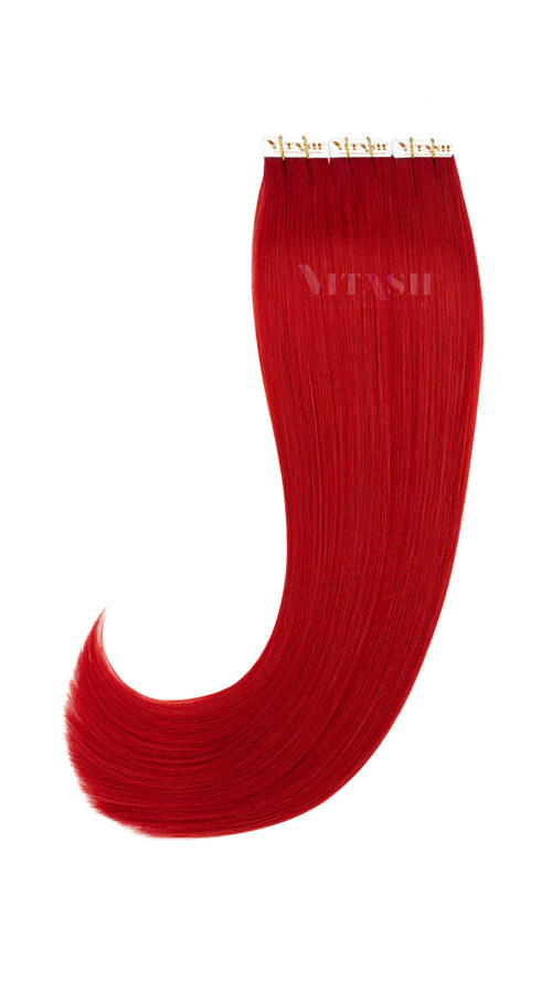 2 Remy Tape In Extensions Haarverlaengerung | Farbe Rot 50cm