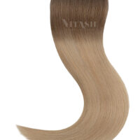 10 Tape In Extensions Haarverlaengerung Farbe Ombre Hellaschbraun / Mittelblond 50cm