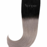 Vitash 20 Tape In Extensions Haarverlaengerung Farbe Ombre Schwarz / Silber Grau 50cm