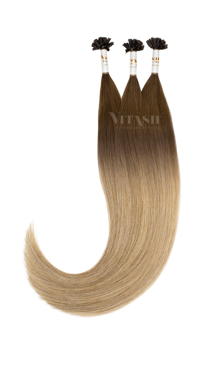 Vitash 25 Keratin Bonding strähnen | Haarverlaengerung | Extensions | Farbe Ombre Balayage #T3-M8/24 | 55cm