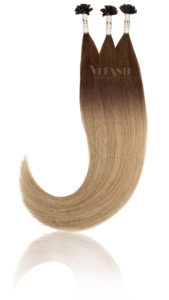 Vitash 25 Keratin Bonding strähnen | Haarverlaengerung | Extensions | Farbe Ombre Balayage #T3-M8/24 | 55cm