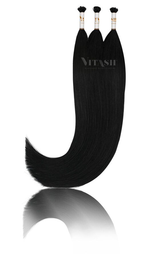 25 Russisches Echthaar | Keratin Bonding strähnen | Haarverlaengerung | Extensions | Farbe #1 Schwarz | 50cm