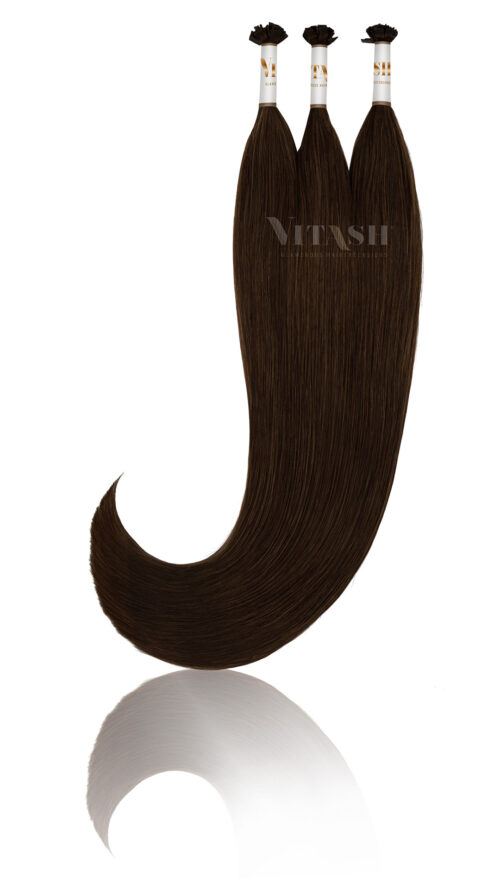 25 Russisches Echthaar | Keratin Bonding strähnen | Haarverlaengerung | Extensions | Farbe #1b Schwarzbraun | 50cm