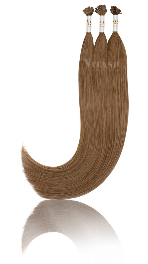 25 Russisches Echthaar | Bonding | Haarverlaengerung | Extensions | Farbe #6 Karamellbraun | 50cm
